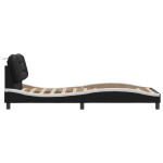 vidaXL Cadru de pat cu tăblie negru și alb 90x190 cm piele artificială