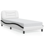 vidaXL Cadru de pat cu tăblie alb și negru 90x190 cm piele artificială vidaXL Cadru de pat cu tăblie alb și negru 90x190 cm piele artificială