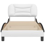 vidaXL Cadru de pat cu tăblie alb și negru 90x190 cm piele artificială vidaXL Cadru de pat cu tăblie alb și negru 90x190 cm piele artificială