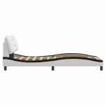 vidaXL Cadru de pat cu tăblie alb și negru 90x190 cm piele artificială vidaXL Cadru de pat cu tăblie alb și negru 90x190 cm piele artificială