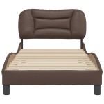 vidaXL Cadru de pat cu tăblie, maro, 90x200 cm, piele ecologică