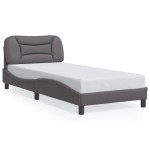 vidaXL Cadru de pat cu tăblie, gri, 90x200 cm, piele ecologică