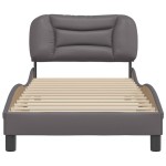 vidaXL Cadru de pat cu tăblie, gri, 90x200 cm, piele ecologică