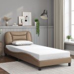 vidaXL Cadru de pat cu tăblie, cappuccino, 90x200 cm, piele ecologică vidaXL Cadru de pat cu tăblie, cappuccino, 90x200 cm, piele ecologică