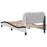 vidaXL Cadru de pat cu tăblie, alb și negru, 90x200 cm piele ecologică vidaXL Cadru de pat cu tăblie, alb și negru, 90x200 cm piele ecologică