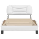 vidaXL Cadru de pat cu tăblie, alb, 100x200 cm, piele ecologică vidaXL Cadru de pat cu tăblie, alb, 100x200 cm, piele ecologică