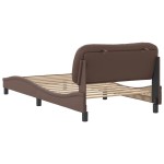 vidaXL Cadru de pat cu tăblie, maro, 100x200 cm, piele ecologică