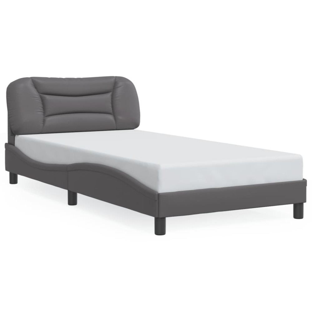 vidaXL Cadru de pat cu tăblie, gri, 100x200 cm, piele ecologică