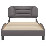 vidaXL Cadru de pat cu tăblie, gri, 100x200 cm, piele ecologică vidaXL Cadru de pat cu tăblie, gri, 100x200 cm, piele ecologică