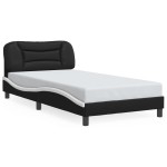 vidaXL Cadru de pat cu tăblie negru și alb 100x200cm piele artificială