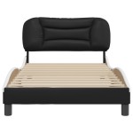 vidaXL Cadru de pat cu tăblie negru și alb 100x200cm piele artificială