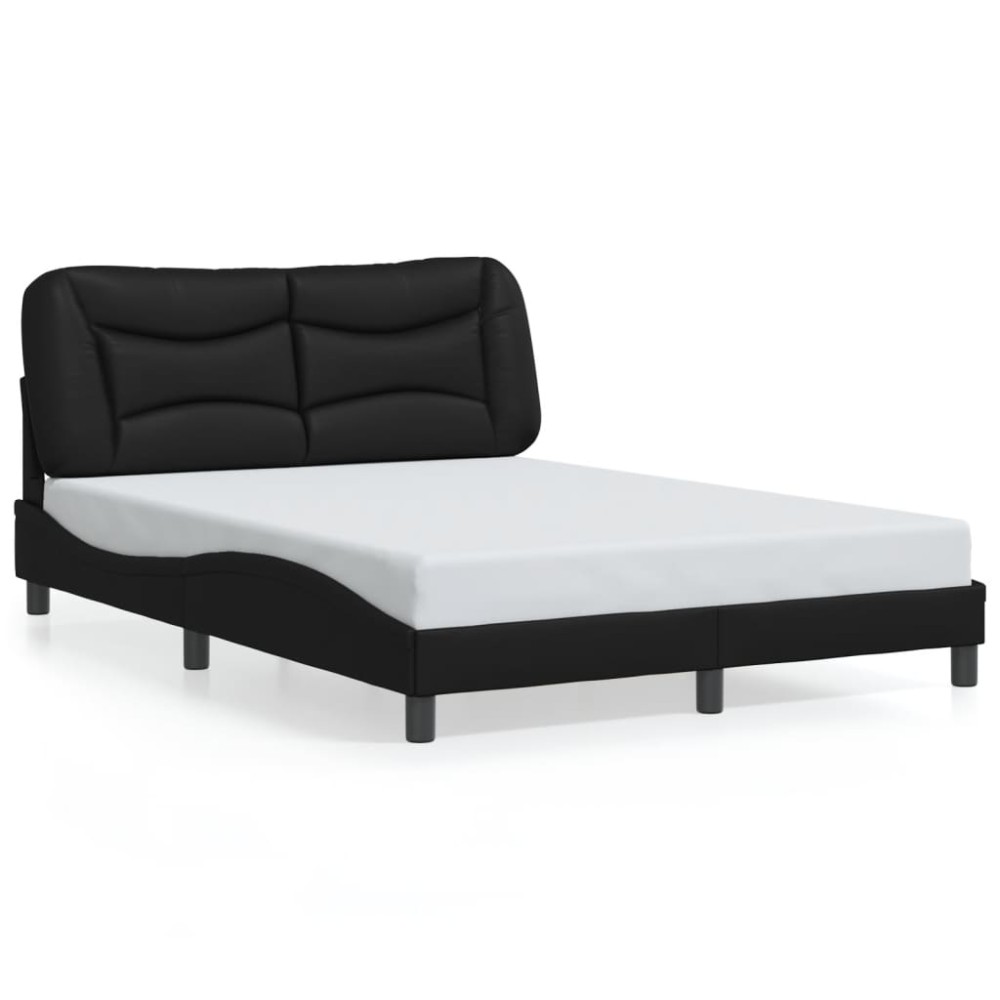 vidaXL Cadru de pat cu tăblie, negru, 120x200 cm, piele ecologică
