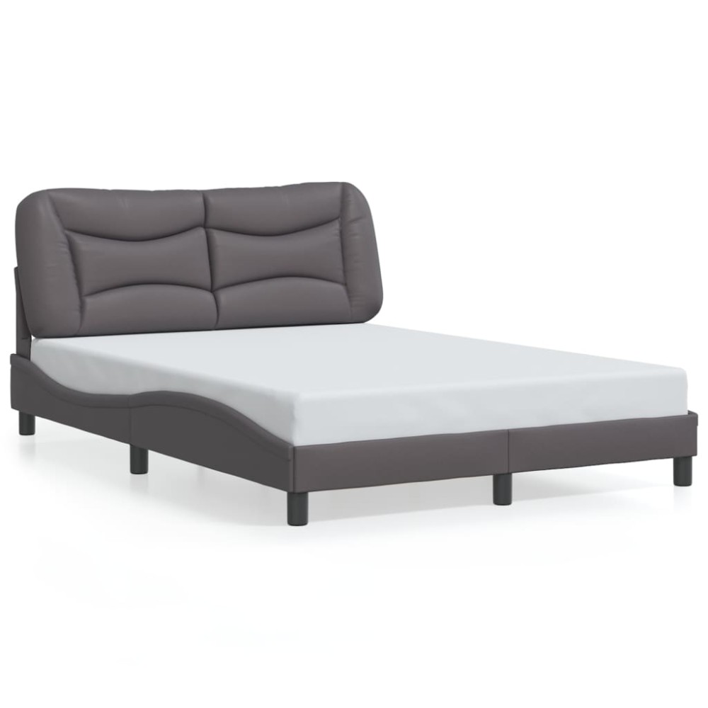 vidaXL Cadru de pat cu tăblie, gri, 120x200 cm, piele ecologică