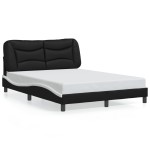vidaXL Cadru de pat cu tăblie, negru/alb, 120x200 cm, piele ecologică vidaXL Cadru de pat cu tăblie, negru/alb, 120x200 cm, piele ecologică