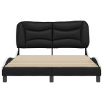 vidaXL Cadru de pat cu tăblie, negru/alb, 120x200 cm, piele ecologică vidaXL Cadru de pat cu tăblie, negru/alb, 120x200 cm, piele ecologică