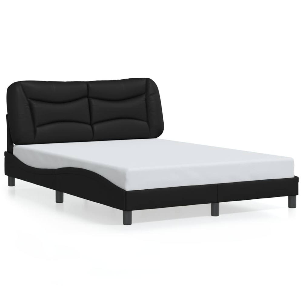 vidaXL Cadru de pat cu tăblie, negru, 140x190 cm, piele ecologică