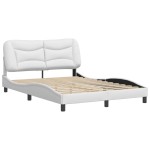 vidaXL Cadru de pat cu tăblie, alb, 140x190 cm, piele ecologică vidaXL Cadru de pat cu tăblie, alb, 140x190 cm, piele ecologică