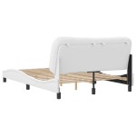 vidaXL Cadru de pat cu tăblie, alb, 140x190 cm, piele ecologică vidaXL Cadru de pat cu tăblie, alb, 140x190 cm, piele ecologică