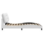 vidaXL Cadru de pat cu tăblie, alb, 140x190 cm, piele ecologică vidaXL Cadru de pat cu tăblie, alb, 140x190 cm, piele ecologică