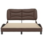 vidaXL Cadru de pat cu tăblie, maro, 140x190 cm, piele ecologică