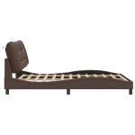 vidaXL Cadru de pat cu tăblie, maro, 140x190 cm, piele ecologică