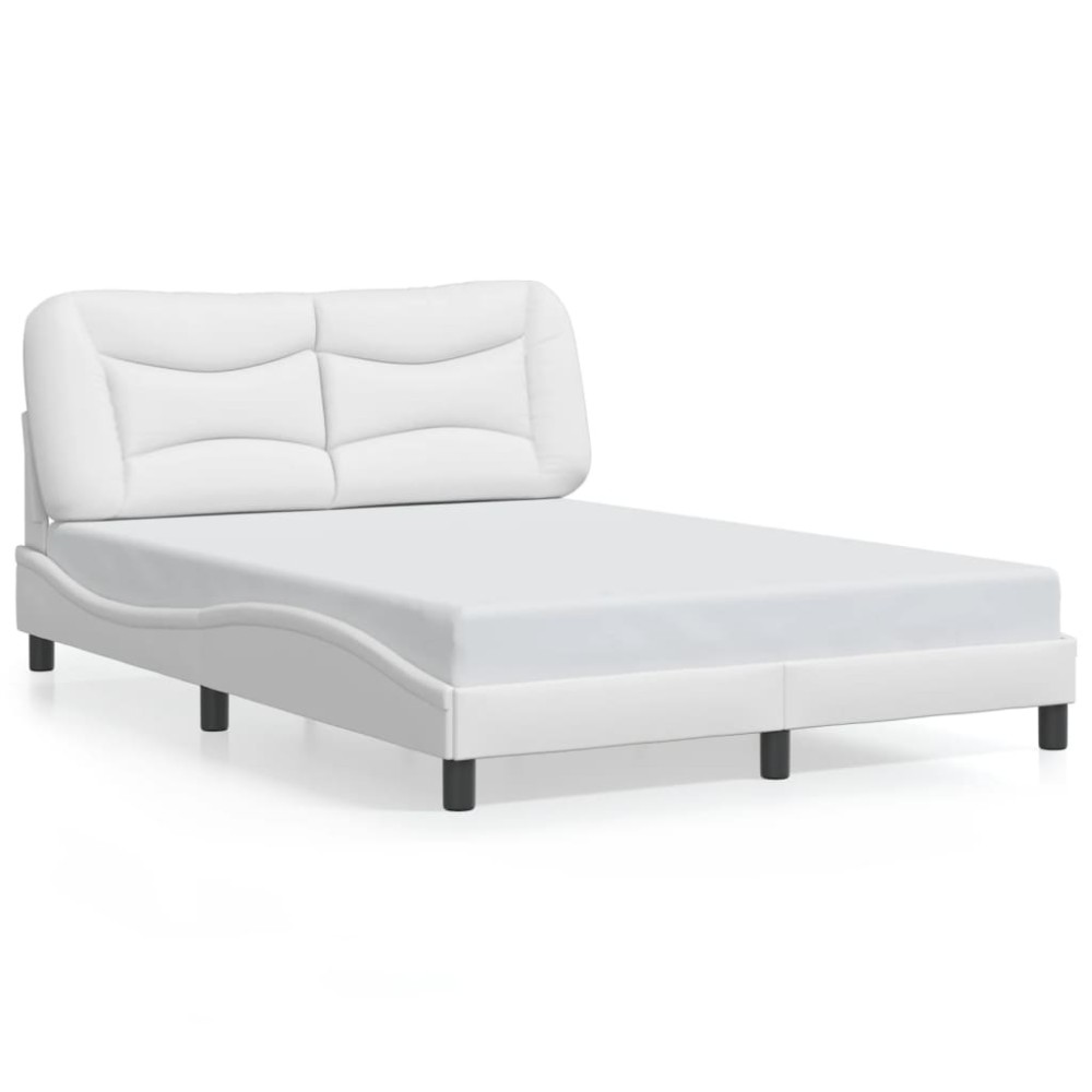 vidaXL Cadru de pat cu tăblie, alb, 140x200 cm, piele ecologică