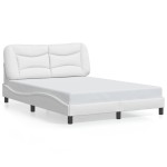 vidaXL Cadru de pat cu tăblie, alb, 140x200 cm, piele ecologică vidaXL Cadru de pat cu tăblie, alb, 140x200 cm, piele ecologică
