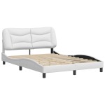 vidaXL Cadru de pat cu tăblie, alb, 140x200 cm, piele ecologică vidaXL Cadru de pat cu tăblie, alb, 140x200 cm, piele ecologică