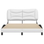 vidaXL Cadru de pat cu tăblie, alb, 140x200 cm, piele ecologică vidaXL Cadru de pat cu tăblie, alb, 140x200 cm, piele ecologică