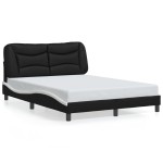 vidaXL Cadru de pat cu tăblie, negru/alb, 140x200 cm, piele ecologică vidaXL Cadru de pat cu tăblie, negru/alb, 140x200 cm, piele ecologică