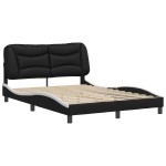 vidaXL Cadru de pat cu tăblie, negru/alb, 140x200 cm, piele ecologică vidaXL Cadru de pat cu tăblie, negru/alb, 140x200 cm, piele ecologică