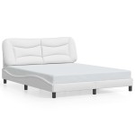 vidaXL Cadru de pat cu tăblie, alb, 160x200 cm, piele ecologică vidaXL Cadru de pat cu tăblie, alb, 160x200 cm, piele ecologică