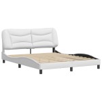 vidaXL Cadru de pat cu tăblie, alb, 160x200 cm, piele ecologică vidaXL Cadru de pat cu tăblie, alb, 160x200 cm, piele ecologică