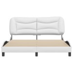vidaXL Cadru de pat cu tăblie, alb, 160x200 cm, piele ecologică vidaXL Cadru de pat cu tăblie, alb, 160x200 cm, piele ecologică