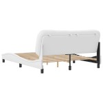 vidaXL Cadru de pat cu tăblie, alb, 160x200 cm, piele ecologică vidaXL Cadru de pat cu tăblie, alb, 160x200 cm, piele ecologică