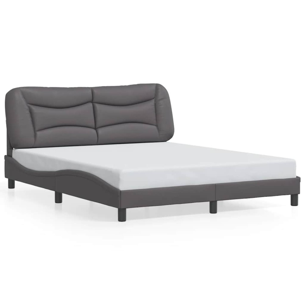 vidaXL Cadru de pat cu tăblie, gri, 160x200 cm, piele ecologică