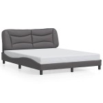 vidaXL Cadru de pat cu tăblie, gri, 160x200 cm, piele ecologică vidaXL Cadru de pat cu tăblie, gri, 160x200 cm, piele ecologică