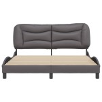 vidaXL Cadru de pat cu tăblie, gri, 160x200 cm, piele ecologică vidaXL Cadru de pat cu tăblie, gri, 160x200 cm, piele ecologică