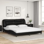 vidaXL Cadru de pat cu tăblie, negru, 180x200 cm, piele ecologică vidaXL Cadru de pat cu tăblie, negru, 180x200 cm, piele ecologică