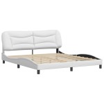 vidaXL Cadru de pat cu tăblie, alb, 180x200 cm, piele ecologică vidaXL Cadru de pat cu tăblie, alb, 180x200 cm, piele ecologică