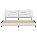 vidaXL Cadru de pat cu tăblie, alb, 180x200 cm, piele ecologică vidaXL Cadru de pat cu tăblie, alb, 180x200 cm, piele ecologică