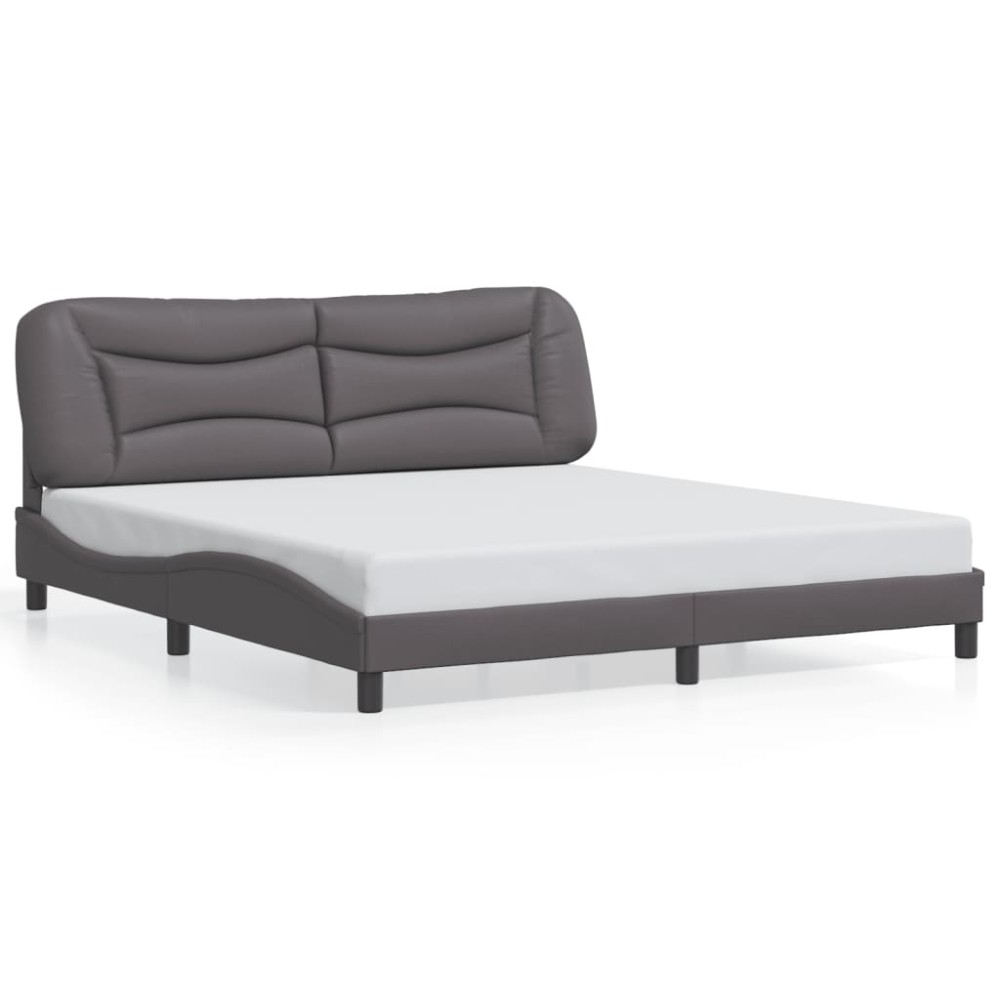 vidaXL Cadru de pat cu tăblie, gri, 180x200 cm, piele ecologică