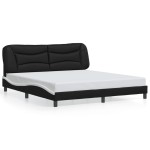 vidaXL Cadru de pat cu tăblie negru și alb 180x200cm piele artificială