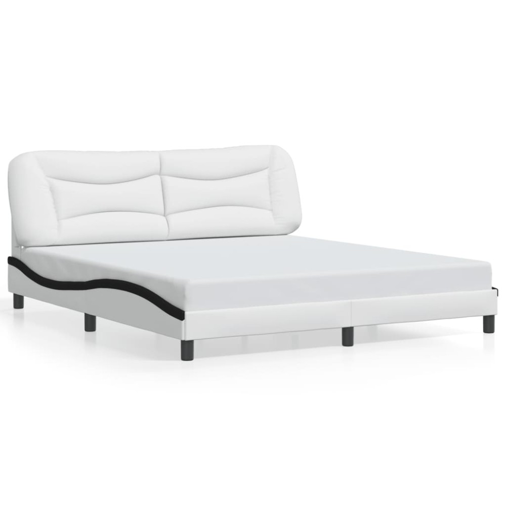 vidaXL Cadru de pat cu tăblie alb și negru 180x200cm piele artificială