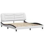 vidaXL Cadru de pat cu tăblie alb și negru 180x200cm piele artificială