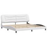 vidaXL Cadru de pat cu tăblie, alb, 200x200 cm, piele ecologică