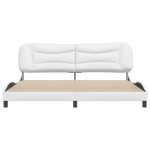 vidaXL Cadru de pat cu tăblie, alb, 200x200 cm, piele ecologică
