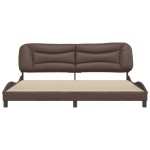 vidaXL Cadru de pat cu tăblie, maro, 200x200 cm, piele ecologică