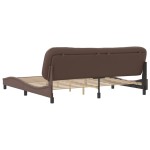 vidaXL Cadru de pat cu tăblie, maro, 200x200 cm, piele ecologică
