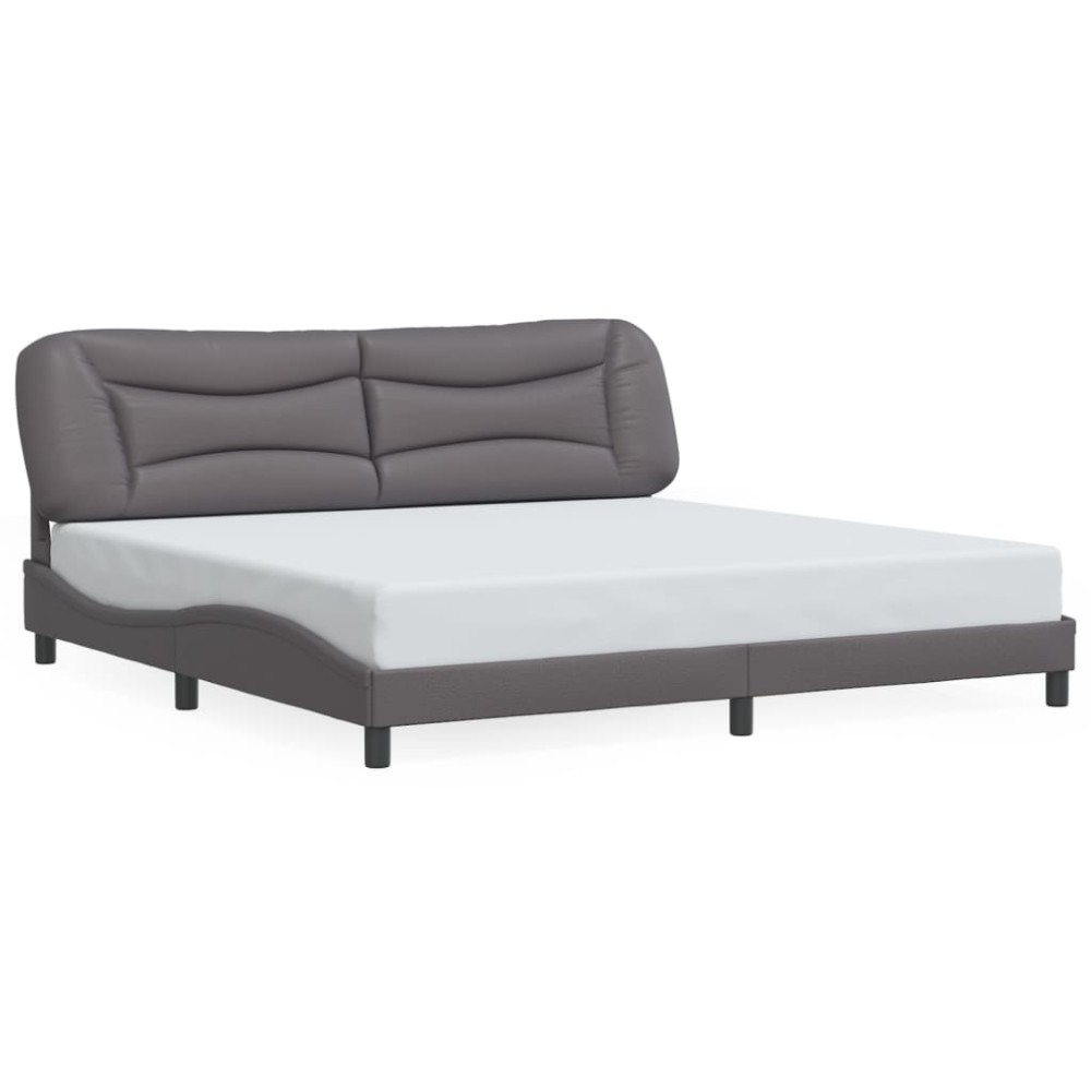 vidaXL Cadru de pat cu tăblie, gri, 200x200 cm, piele ecologică